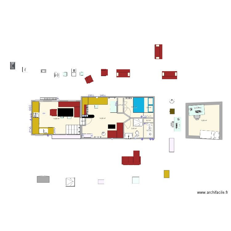 PLAN JOHANNA 8. Plan de 10 pièces et 51 m2