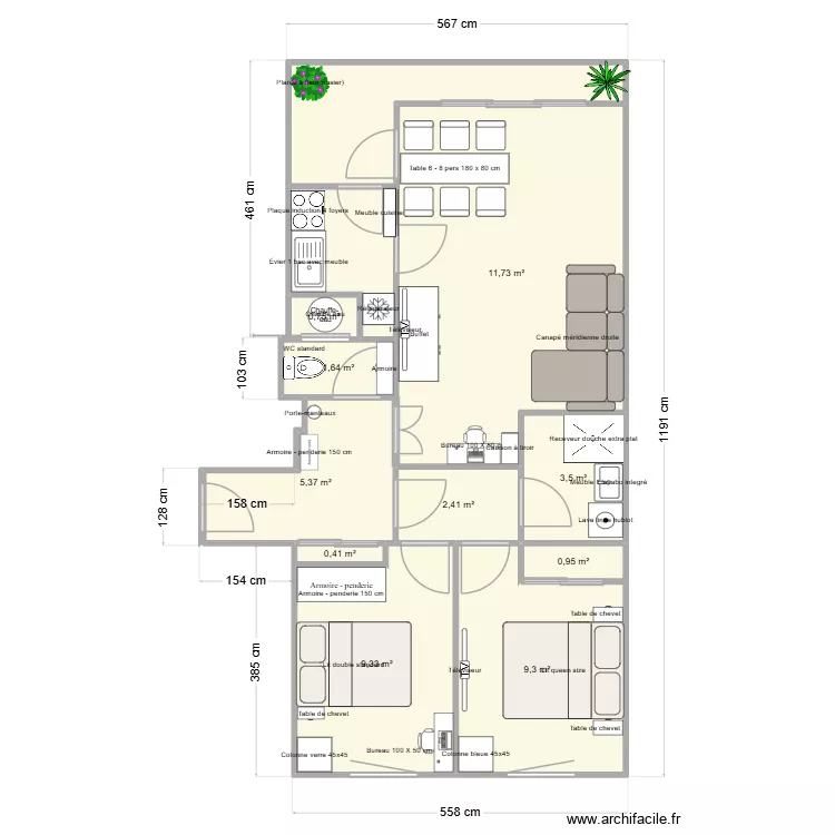 Appt 1 a parfaire. Plan de 10  et 54 m²