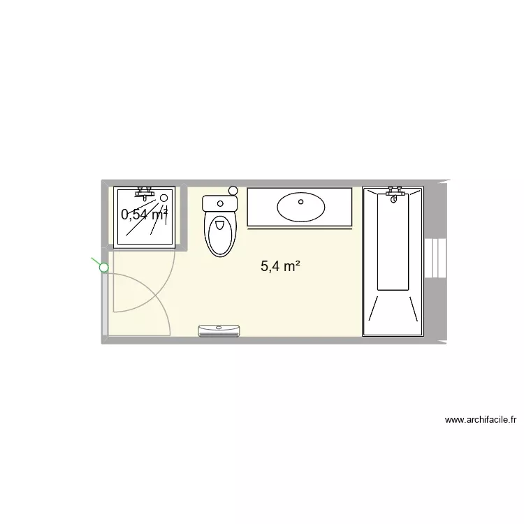 SALLE DE BAINS MASSANE. Plan de 2 Pièces et 6 m²