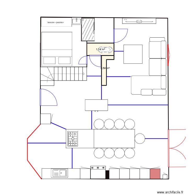melie plan intelligent compare a celui de jerome. Plan de 2 pièces et 2 m2