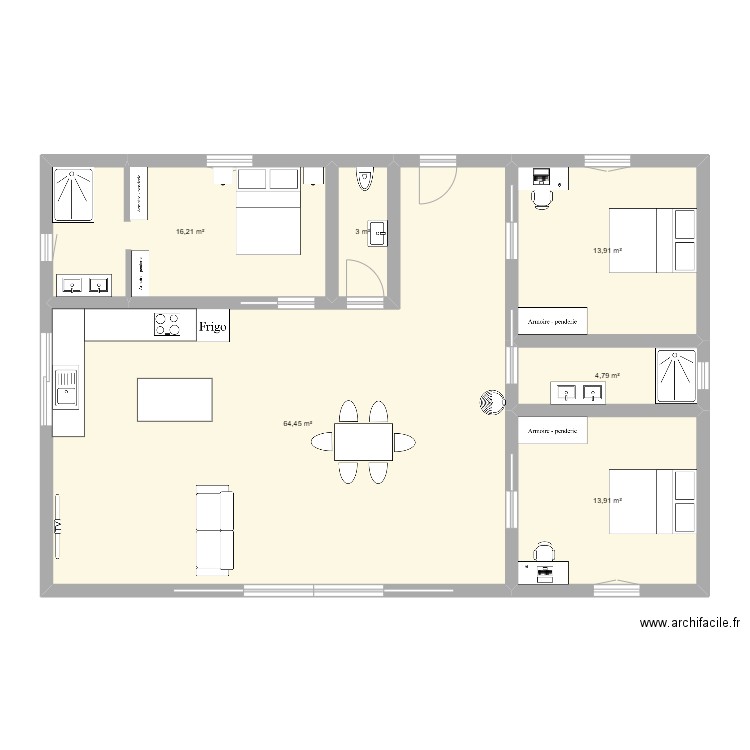 Projet maison bois - 115m². Plan de 6 pièces et 116 m2