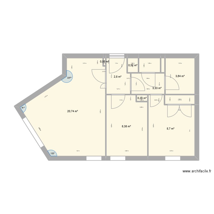 Appart VBN updated. Plan de 11 pièces et 50 m2