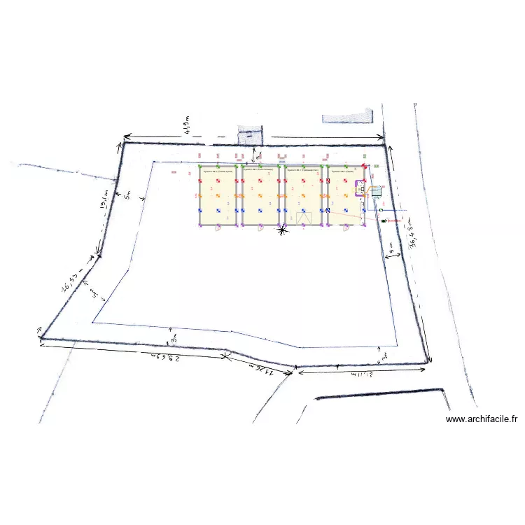 Ситуационен план за разполагане на контейнерите &ndash; V6 &ndash; върху паваж. Plan de 