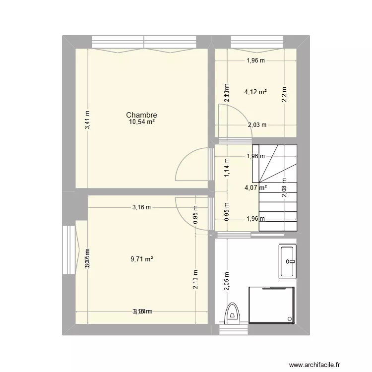 Portel etage. Plan de 4  et 29 m²