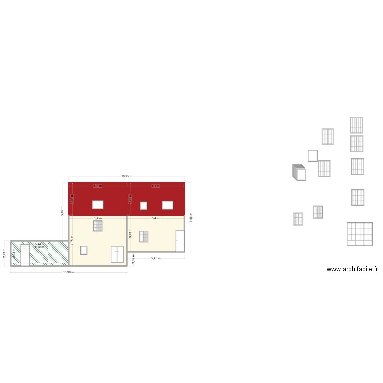 plan avant facade v2. Plan de 5 pièces et 89 m2
