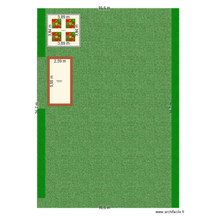 Jardin bis. Plan de 2 pièces et 29 m2