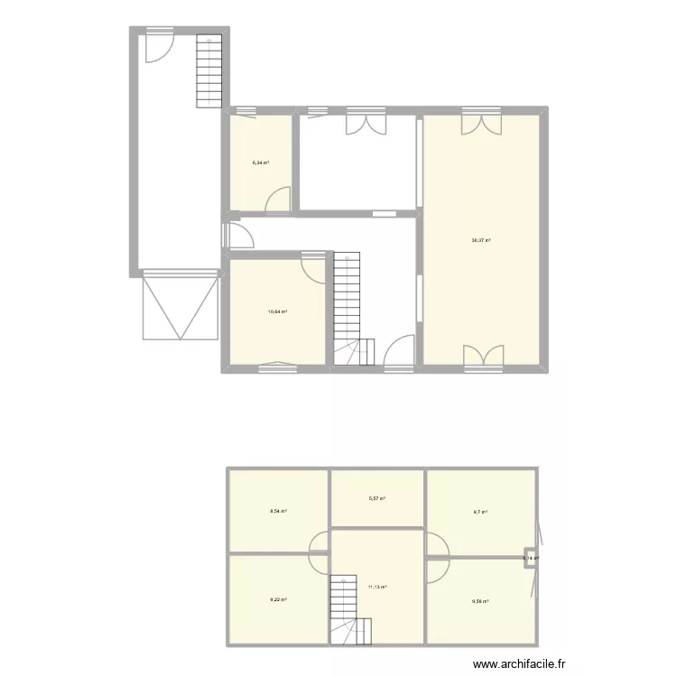 Maison RDC. Plan de 10  et 101 m²