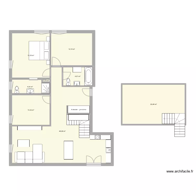 New house. Plan de 8  et 117 m²