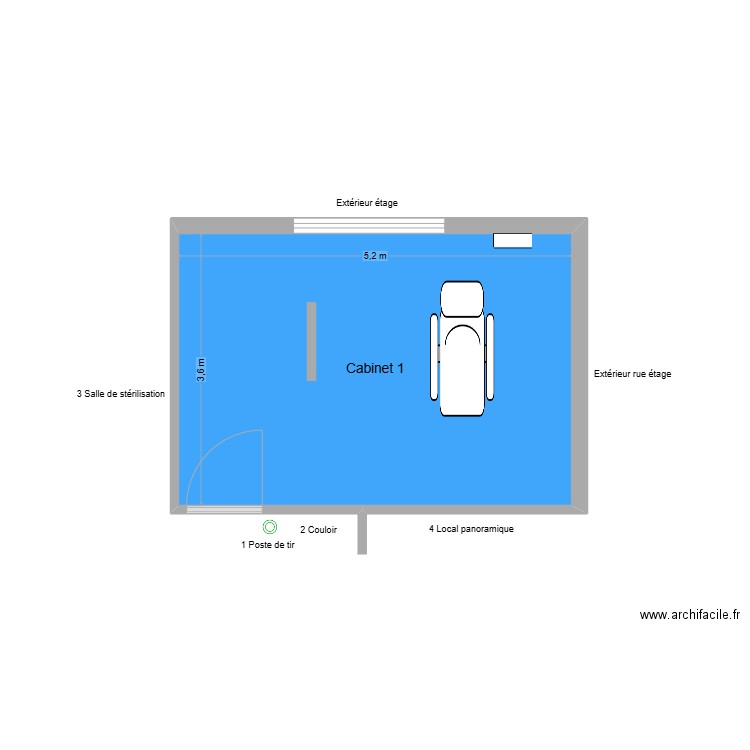 10333 Cabinet 1. Plan de 1 pièce et 19 m2