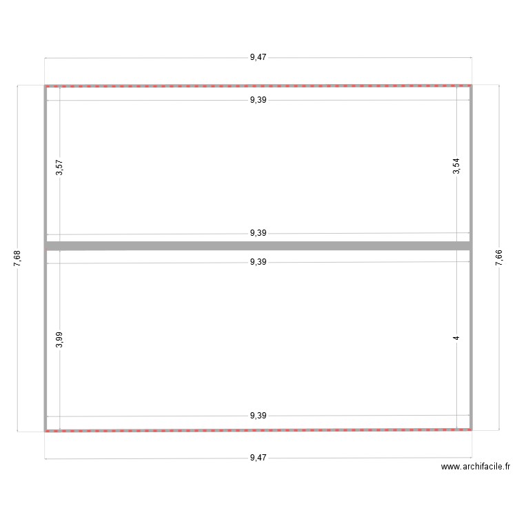 plan coupe. Plan de 2 pièces et 71 m2