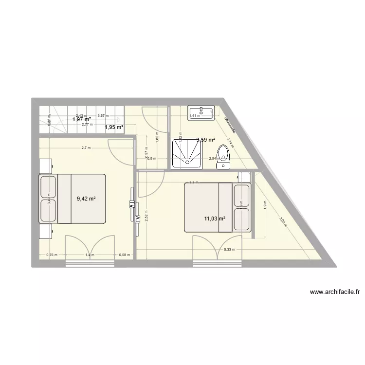 DELL-BOSS logt 1. Plan de 6 Pièces et 59 m²