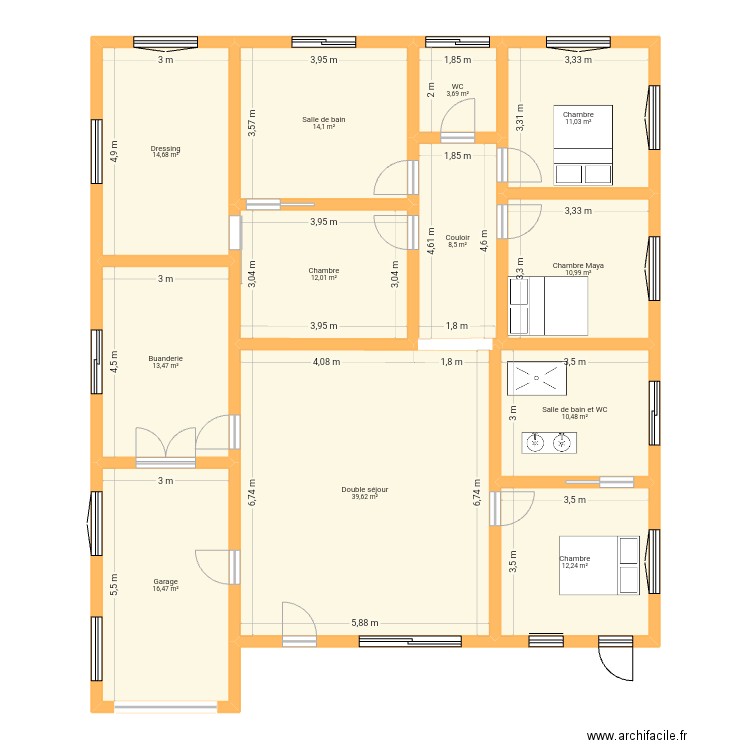 Maison p. Plan de 12 pièces et 167 m2