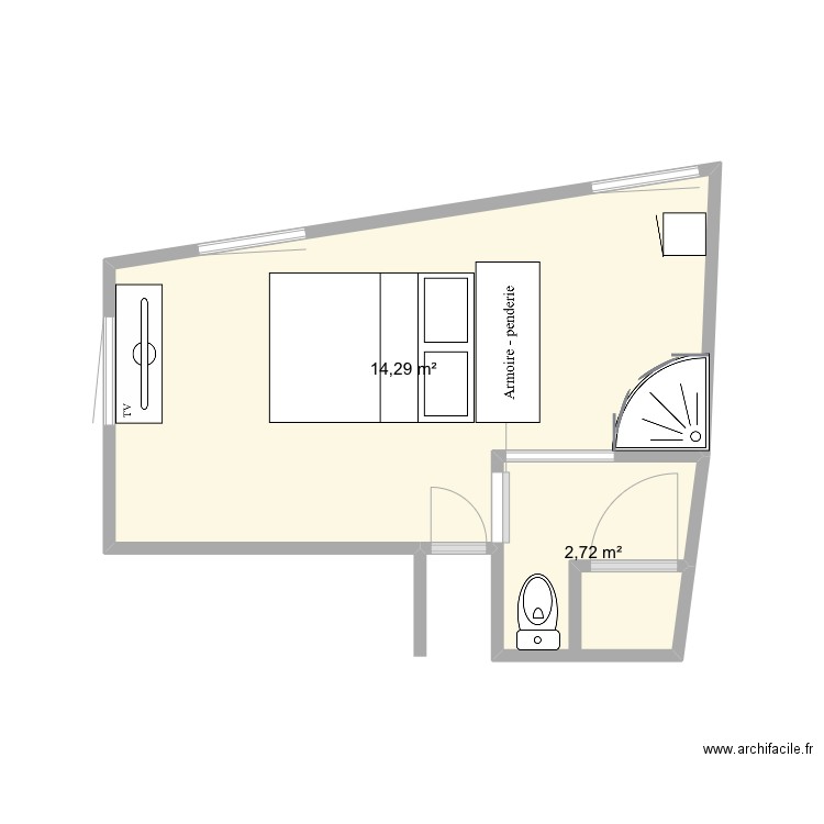 Client Salmon. Plan de 2 pièces et 17 m2