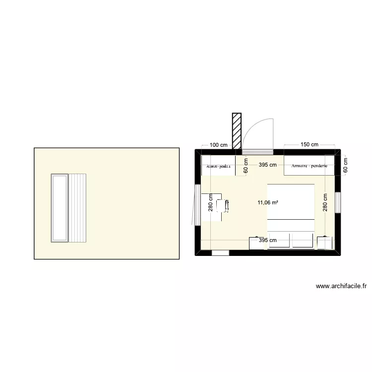 facade chemin sans porte. Plan de 