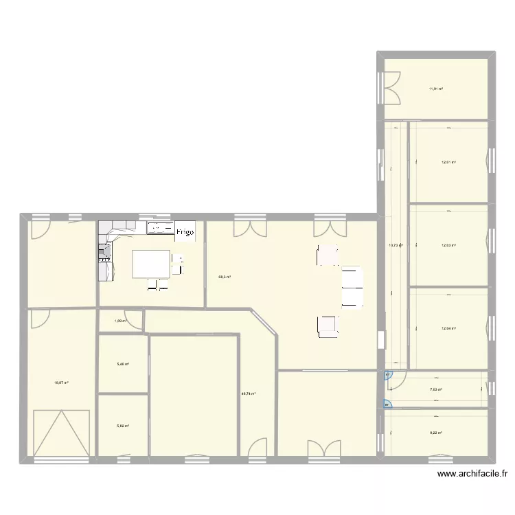 projet maison. Plan de 13  et 224 m²