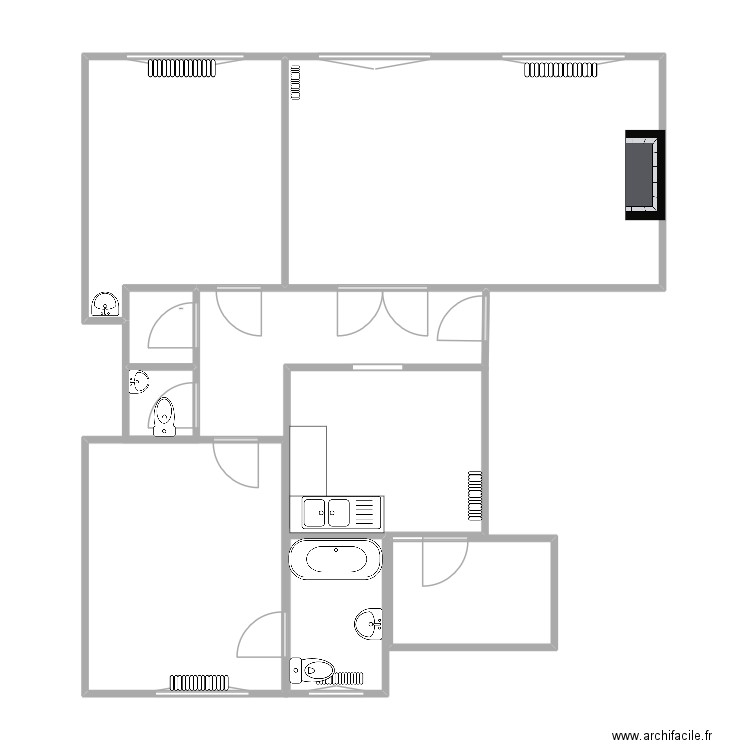 Plan Béco. Plan de 6 pièces et 64 m2