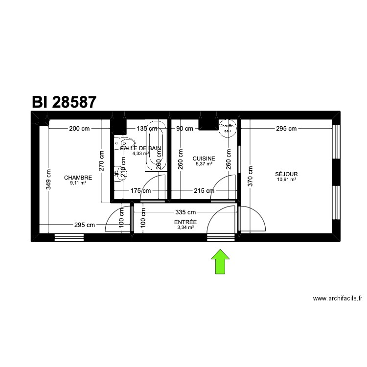 BI 28587. Plan de 8 pièces et 33 m2