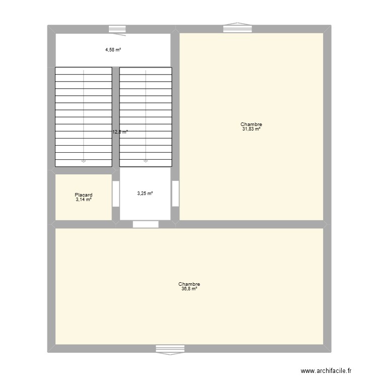 ETAGE MAISON. Plan de 6 pièces et 96 m2