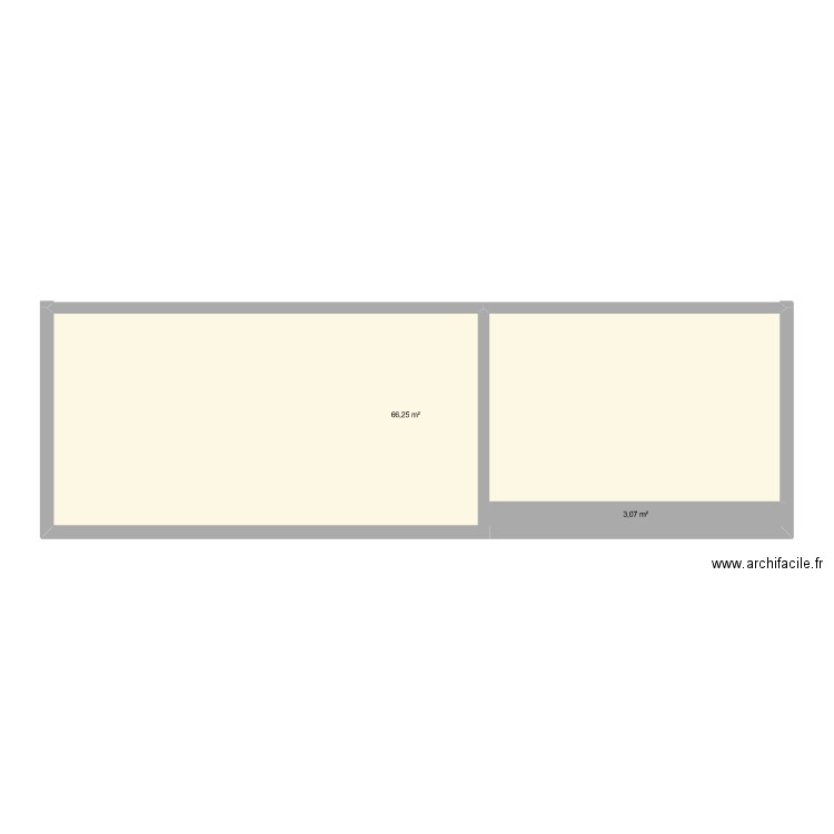 SOUS SOL. Plan de 2 pièces et 69 m2