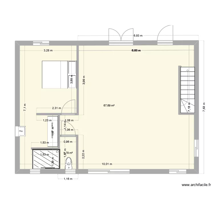 Projet1. Plan de 2 et 69 m² Projet1. Plan de 2 et 69 m²