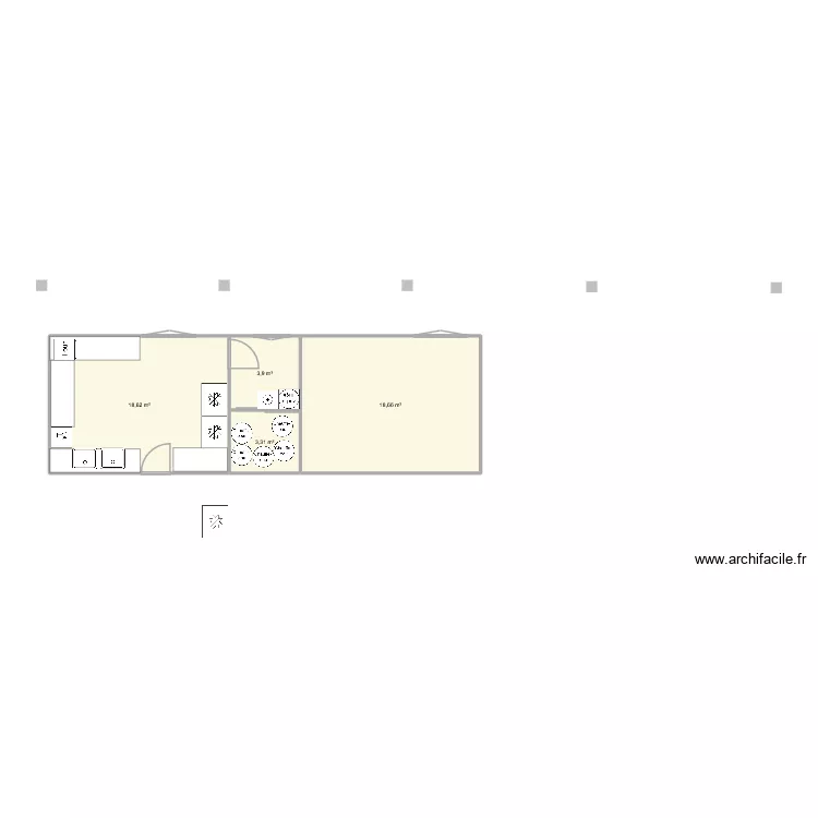 Office New. Plan de 4  et 44 m²
