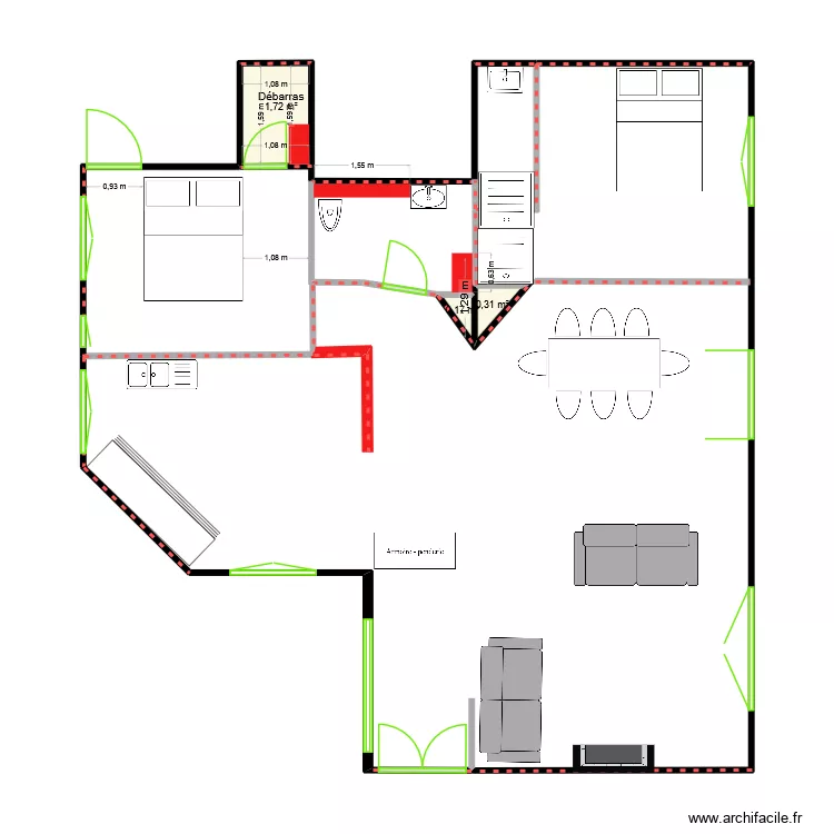Plan Jac & Nath Esquisse. Plan de 3  et 2 m²