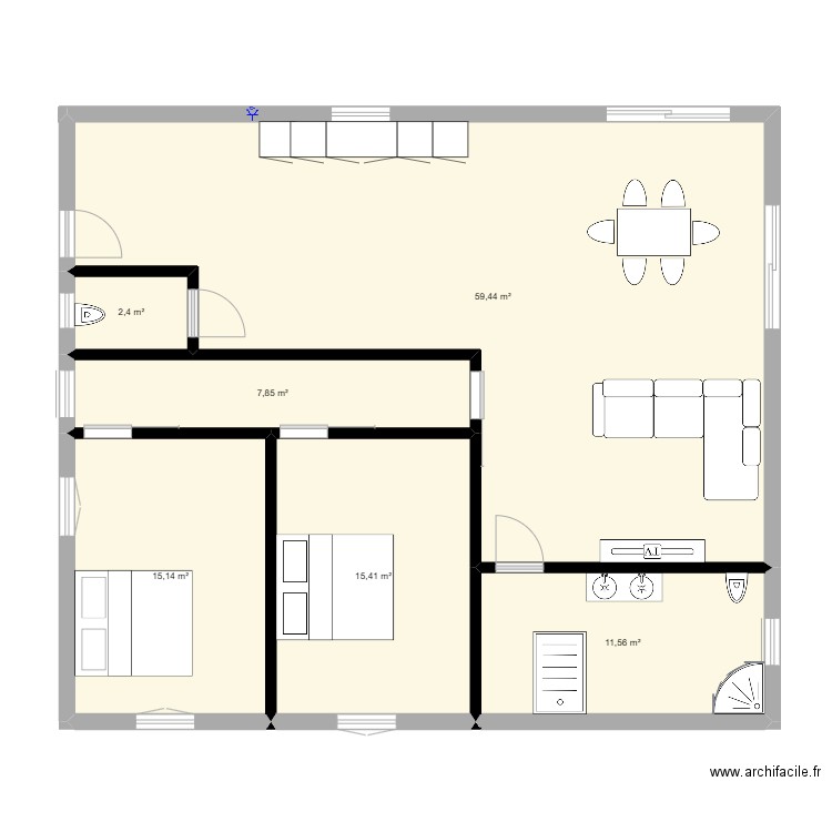 maison conteneur. Plan de 6 pièces et 112 m2