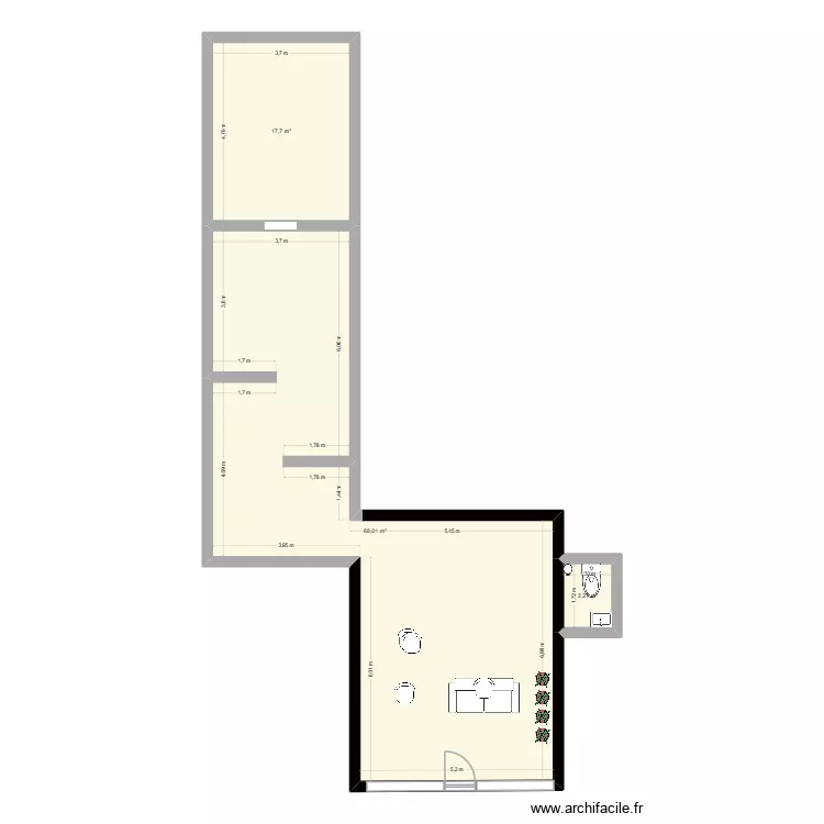 PLAN SALON COIFFURE. Plan de 3  et 88 m²