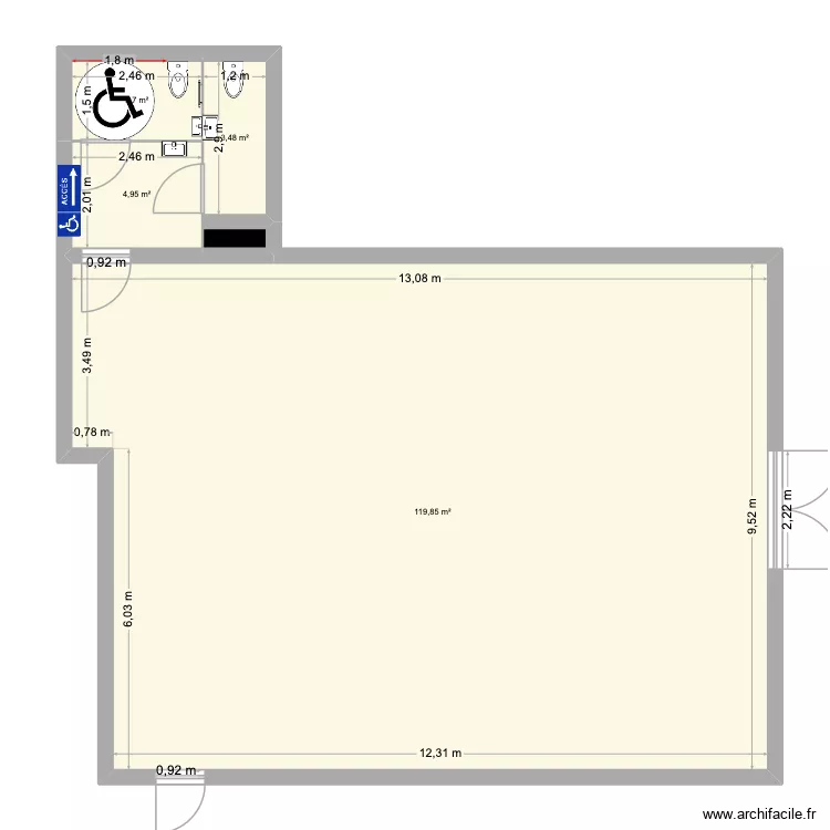 Seminaire - Pic. Plan de 5  et 132 m²