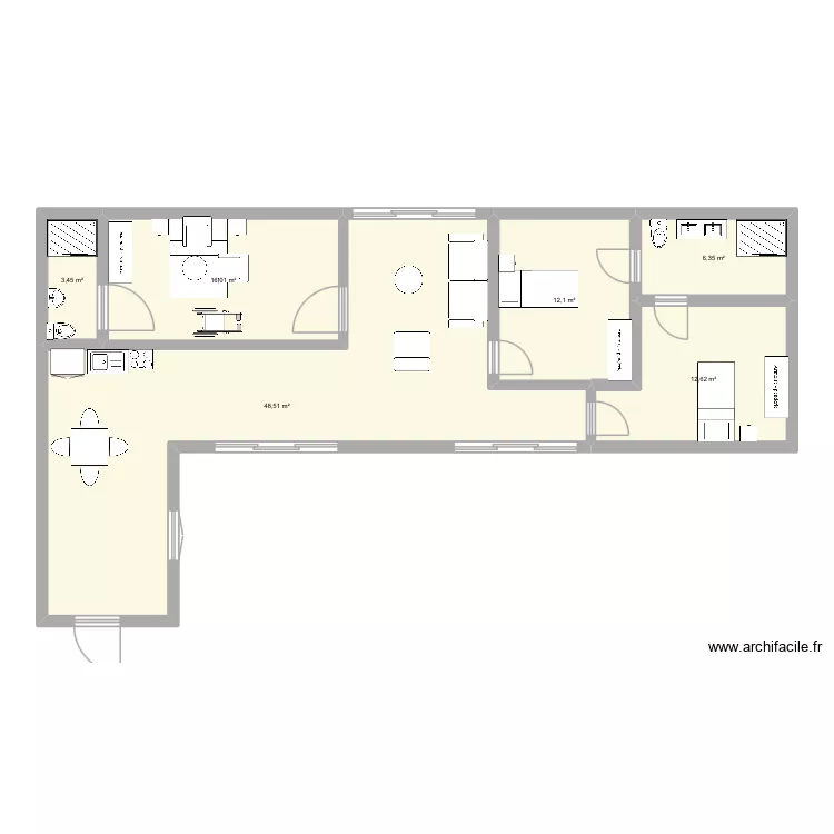 Extension 2. Plan de 6  et 99 m²