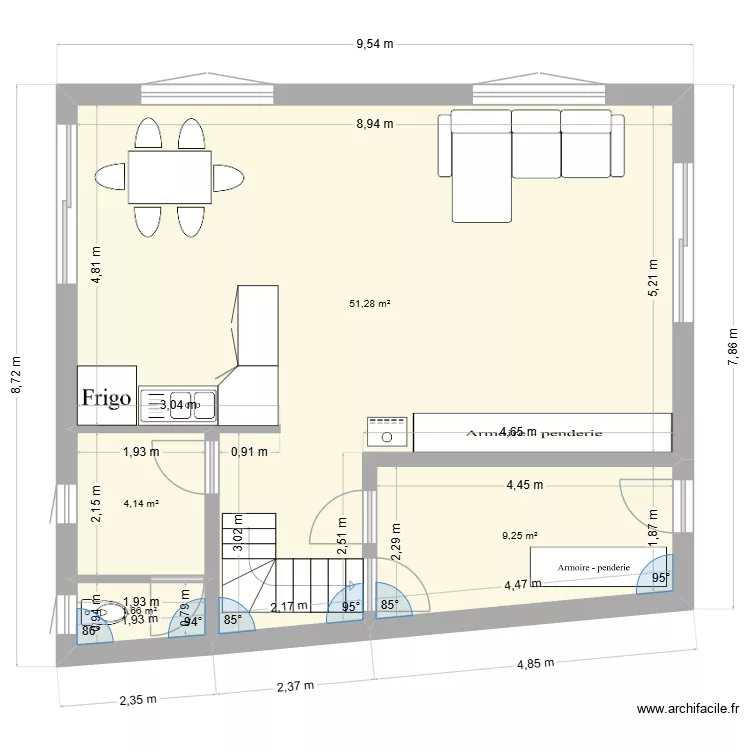 Plan Jarsy 2. Plan de 17  et 262 m²