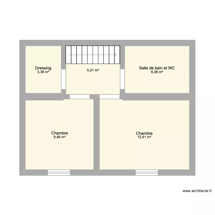 Etage 1. Plan de 5  et 37 m²