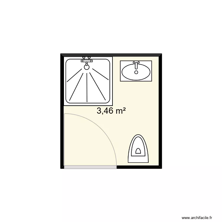 Plan SDB Maison \"Le Chalet\". Plan de 1 pièce et 3 m²