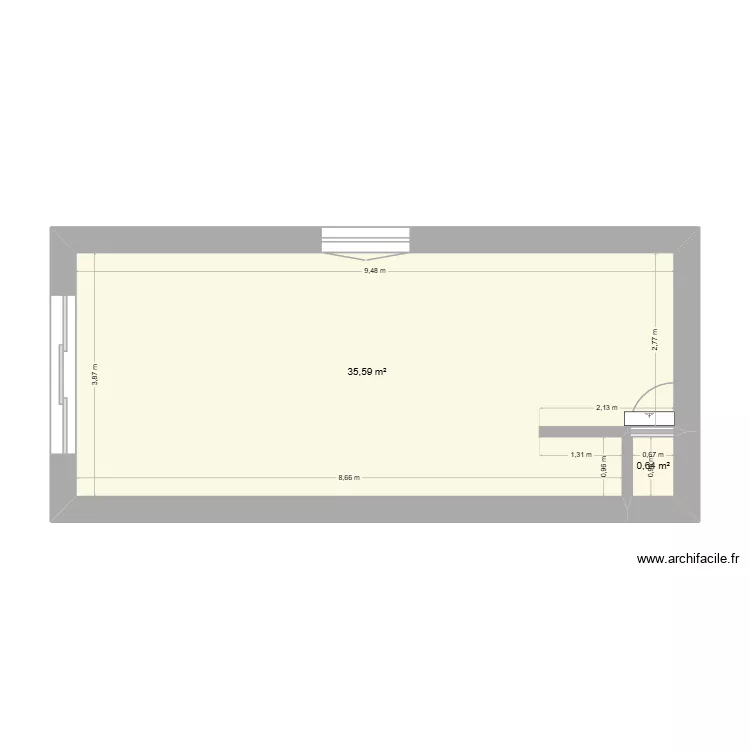 Garage 1 existant. Plan de 2  et 36 m²