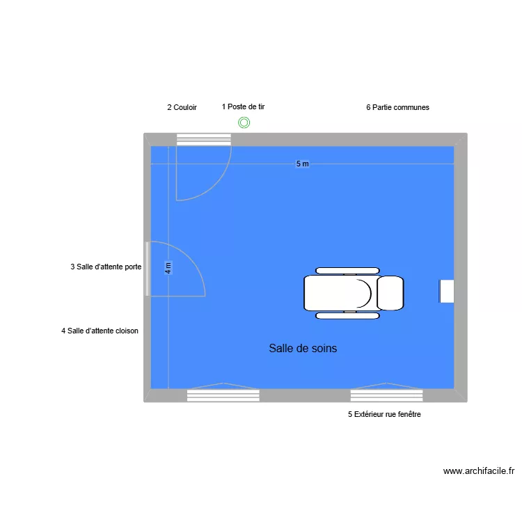 31143 Salle de soins. Plan de 1  et 20 m²