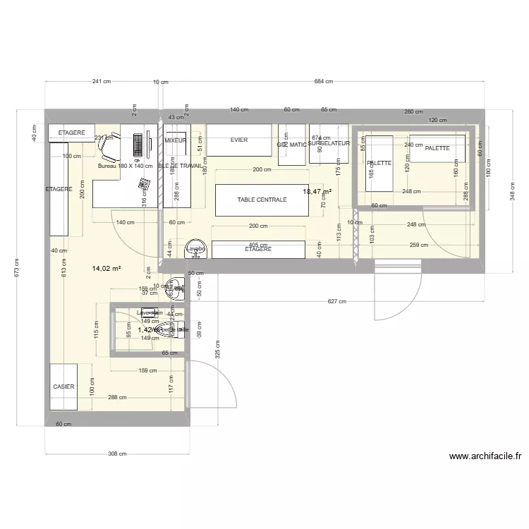 plan cuisine givr&eacute;e 23/01/2024. Plan de 