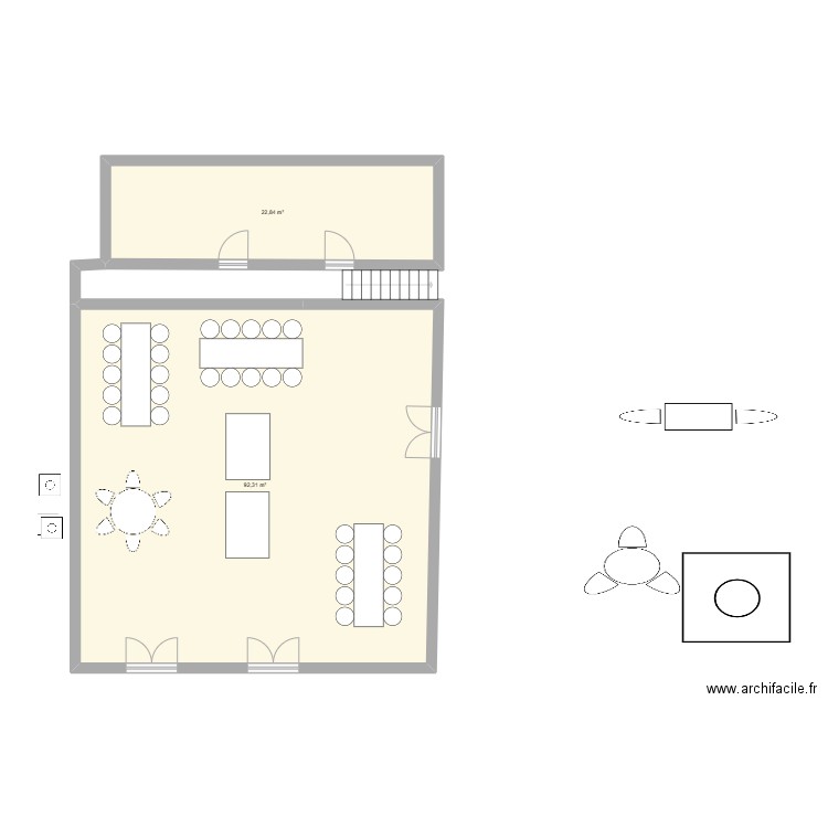 40 CVTS. Plan de 2 pièces et 115 m2