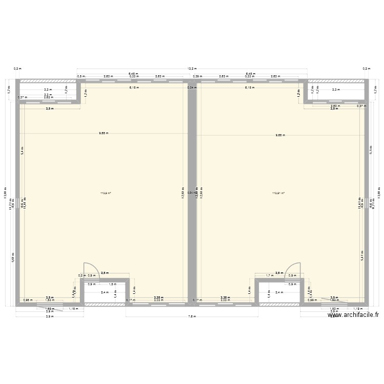 andré la hante nouveau. Plan de 3 pièces et 228 m2