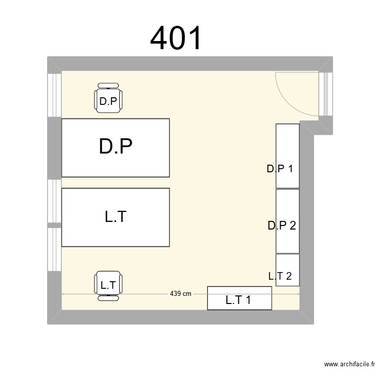 Bureau R 401- - D. PAIN et L.THEVENIN. Plan de 1 pièce et 20 m2