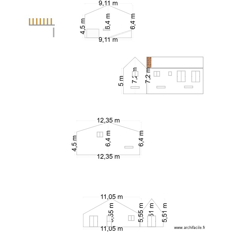 Plan façade et coupe 2. Plan de 0 pièce et 0 m2