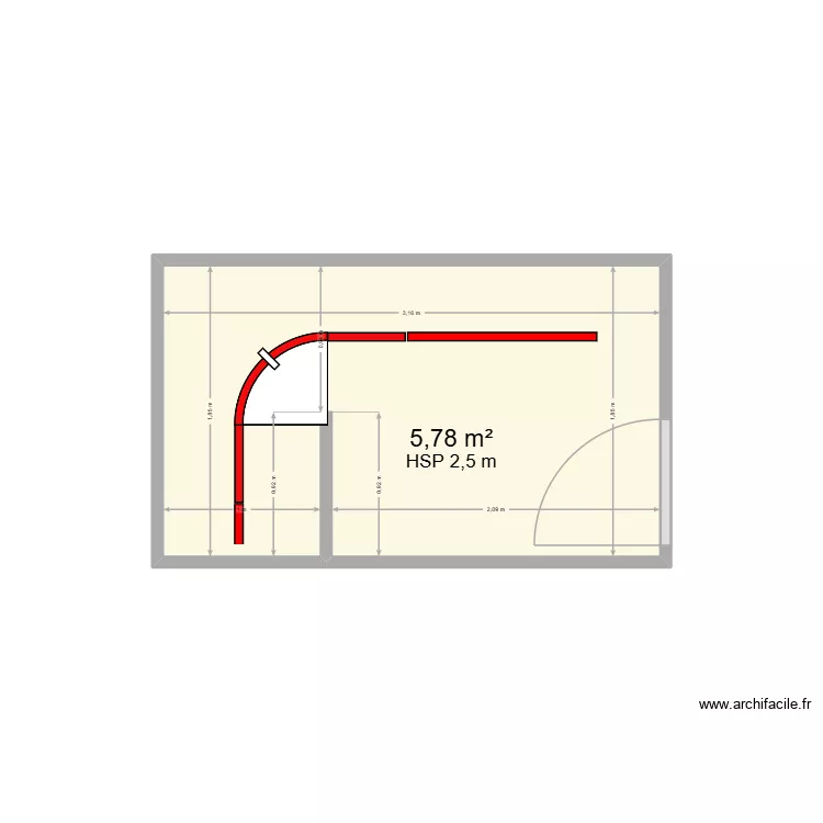 Guichard SDB. Plan de 1 pièce et 6 m²