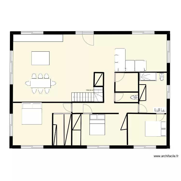 Maison 3. Plan de 1 pièce et 138 m²