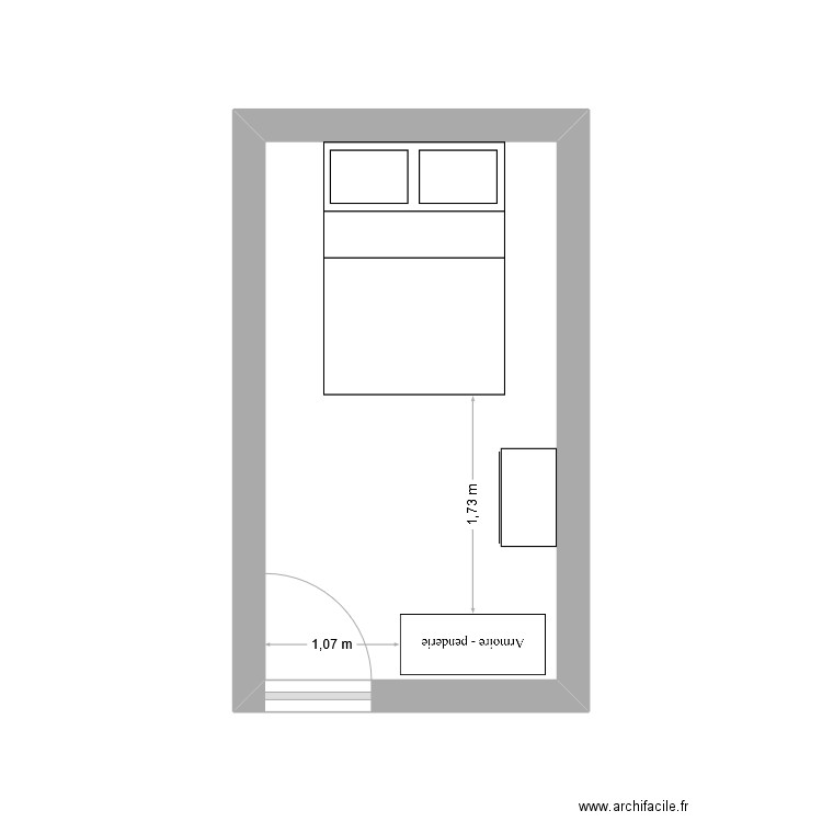 Chambre 3. Plan de 1 pièce et 10 m2
