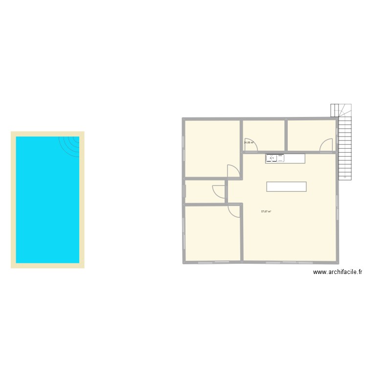 senegal1.0. Plan de 2 pièces et 82 m2