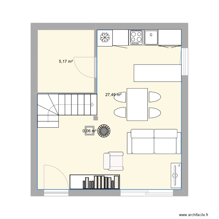 1ier modifie meublé 1. Plan de 3 pièces et 33 m2