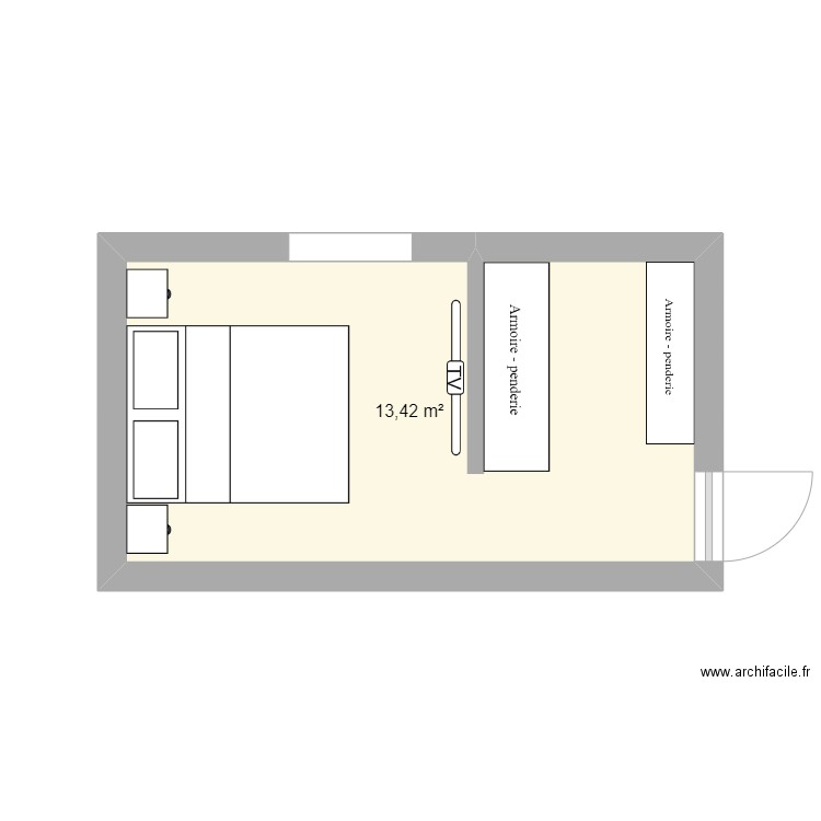 chambre 67 BRSL. Plan de 1 pièce et 13 m2