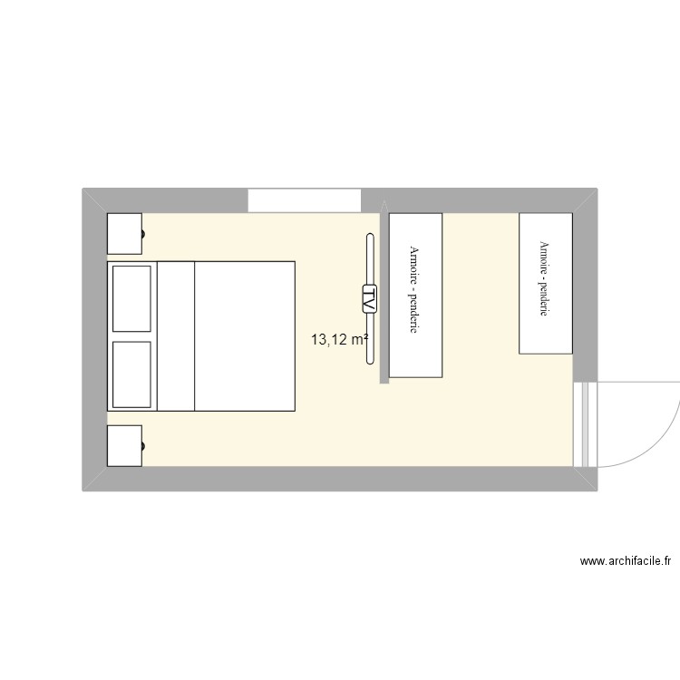 chambre 67 BRSL. Plan de 1 pièce et 13 m2