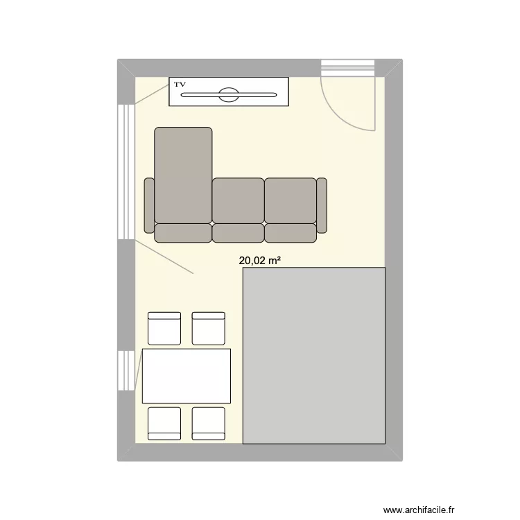 villejust. Plan de 1 Pièce et 20 m²