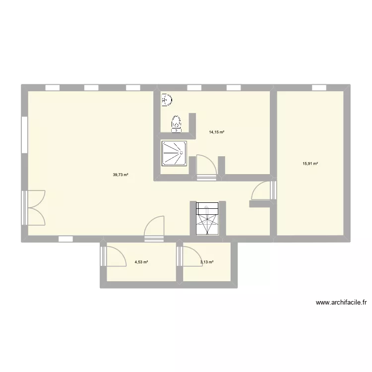 Rez de chauss&eacute;. Plan de 5  et 77 m²