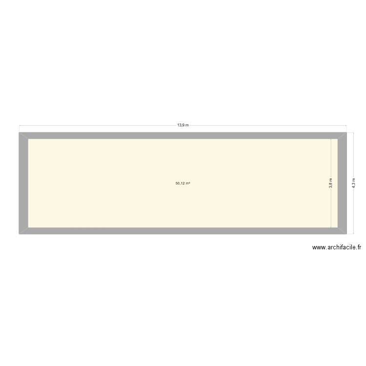 masse. Plan de 1 pièce et 50 m2